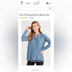 Blue, Pure Jill Textured Organic Cotton One-Button Top - Size XS